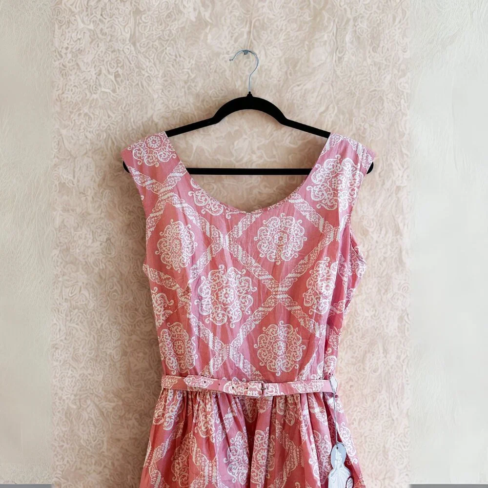 VINTAGE 1950s Deadstock Never Worn Everglaze 100% Cotton Day Dress - Picture 3 of 9